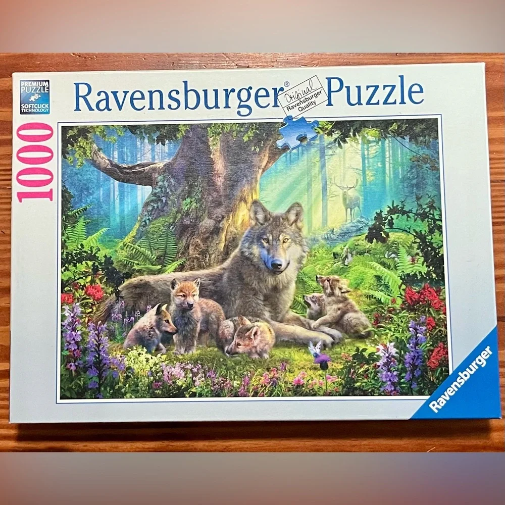 Ravensburger 1000 Piece Jigsaw Puzzle Wolf Family Forest Wildlife – COMPLET